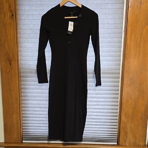 Elegant Black Button-Up Dress